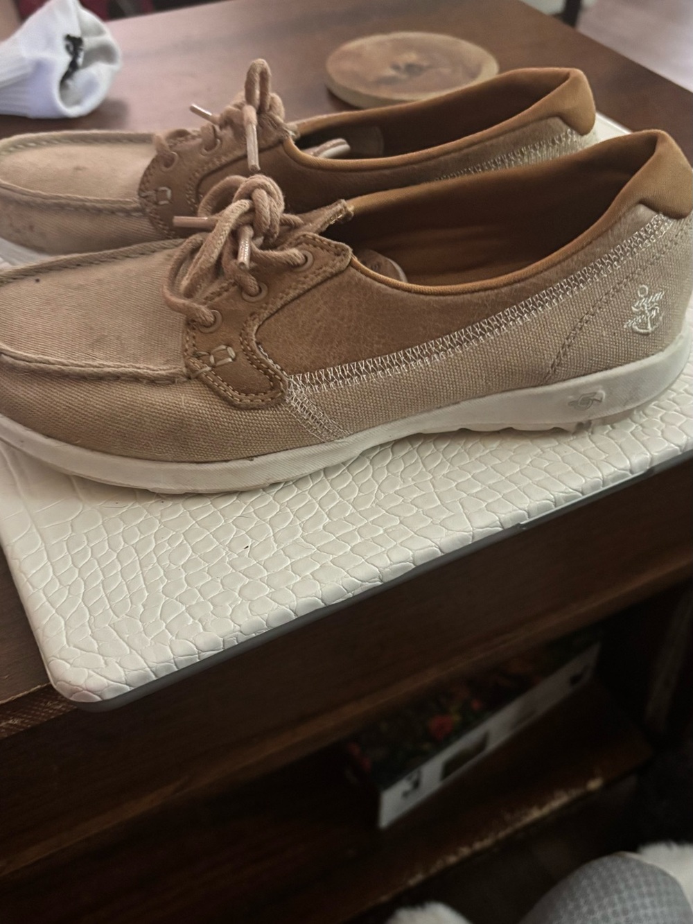 Skechers Women's Tan Canvas Boat Shoes